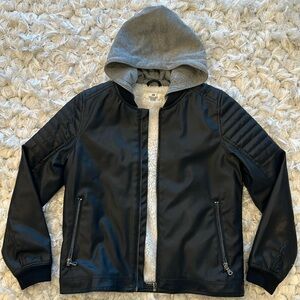 H&M Boys fleece lined, Black leather jacket